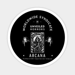 Worldwide Syndicate T-Shirt: Grim Reaper Tarot Card - Occult Arcana Tee Magnet